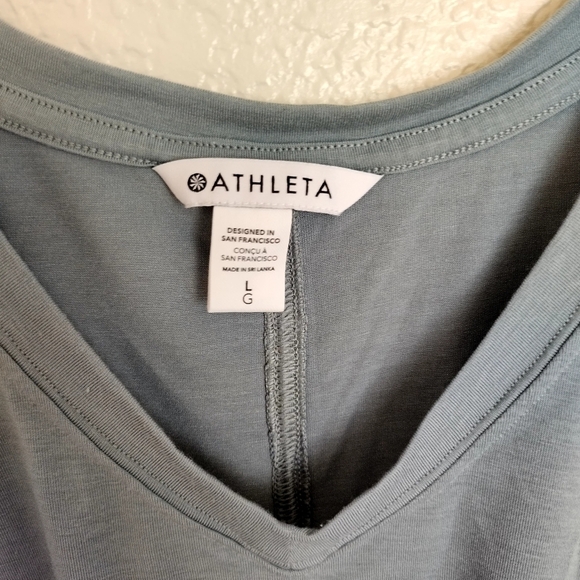 Athleta 3/4 Sleeve Embody Twist Front Modal Blend Sage Womens Top sz L - Picture 6 of 7